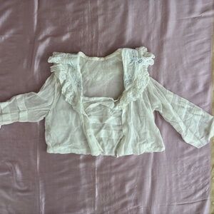 Exquisite Victorian Children's Long Sleeve Shirt with Floral Embroidery